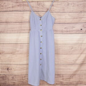 DIVIDED BY H&M BLUE WHITE STRIPED SEERSUCKER BUTTON UP DRESS WOMENS SIZE 2